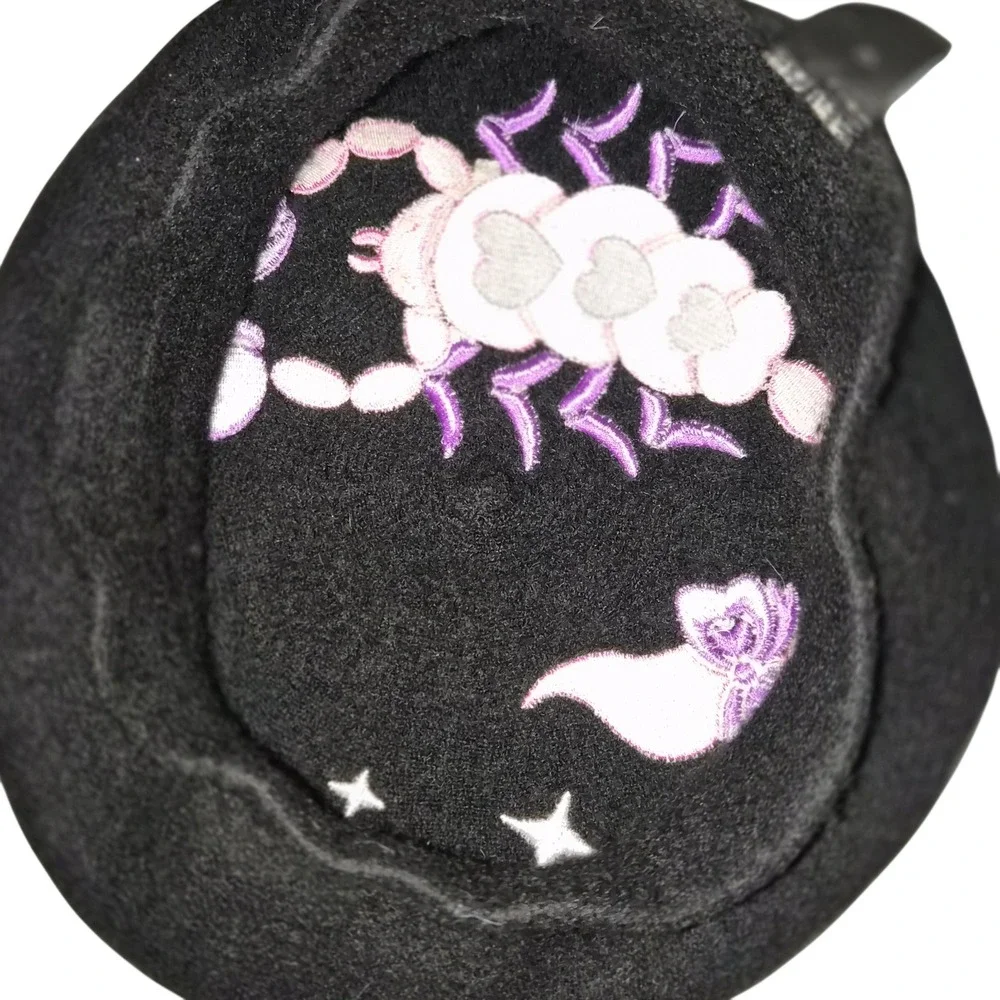 Black Wool Beret Pink Purple Heart Scorpion Embroidery Celestial Zodiac Hat